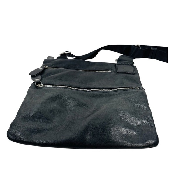 Margot Genuine Leather Crossbody Bag Adjustable Strap Black OS 2 Zip Pockets - Picture 11 of 12